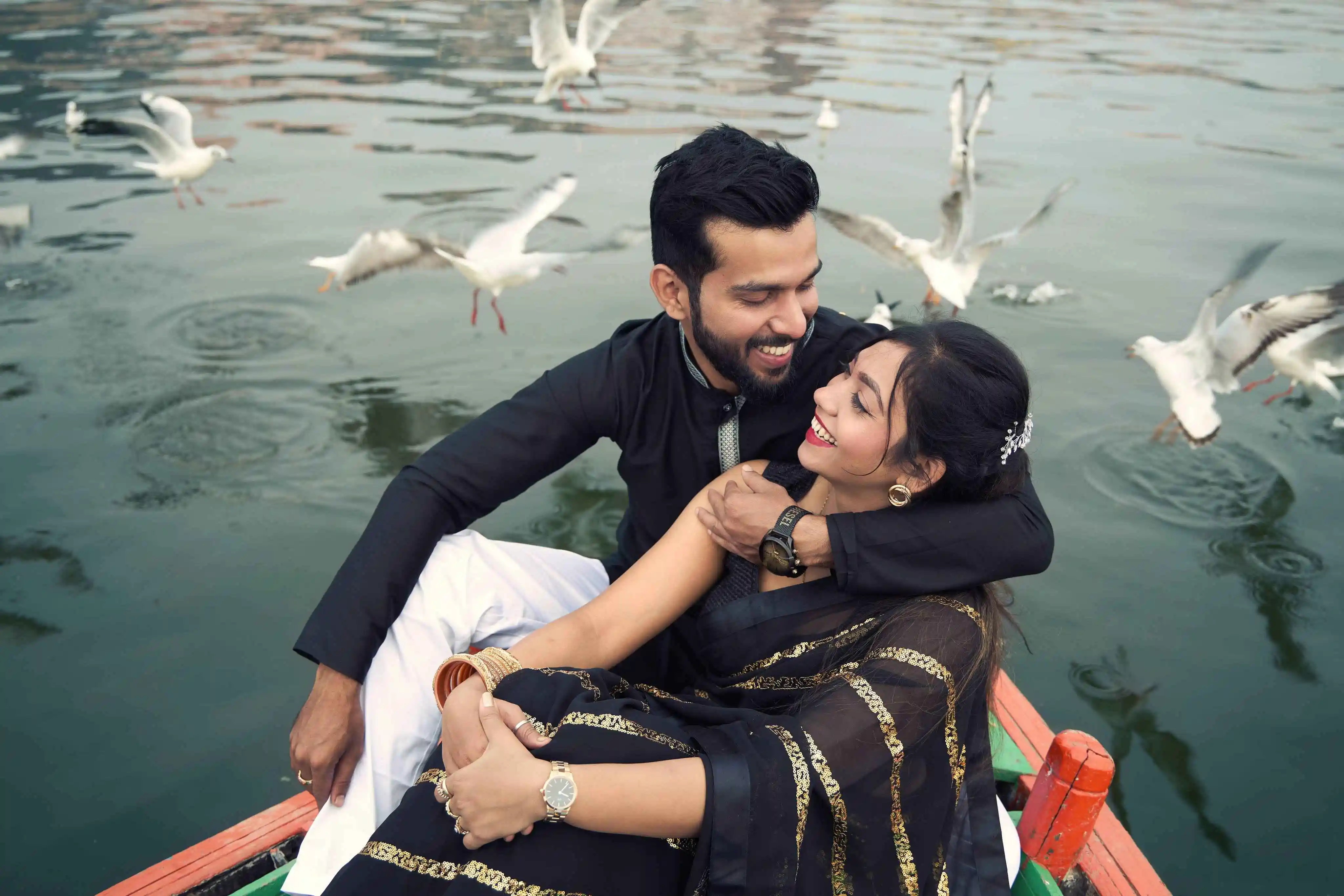 Pre-wedding photographer in Varanasi — couple portrait at Ganga ghat